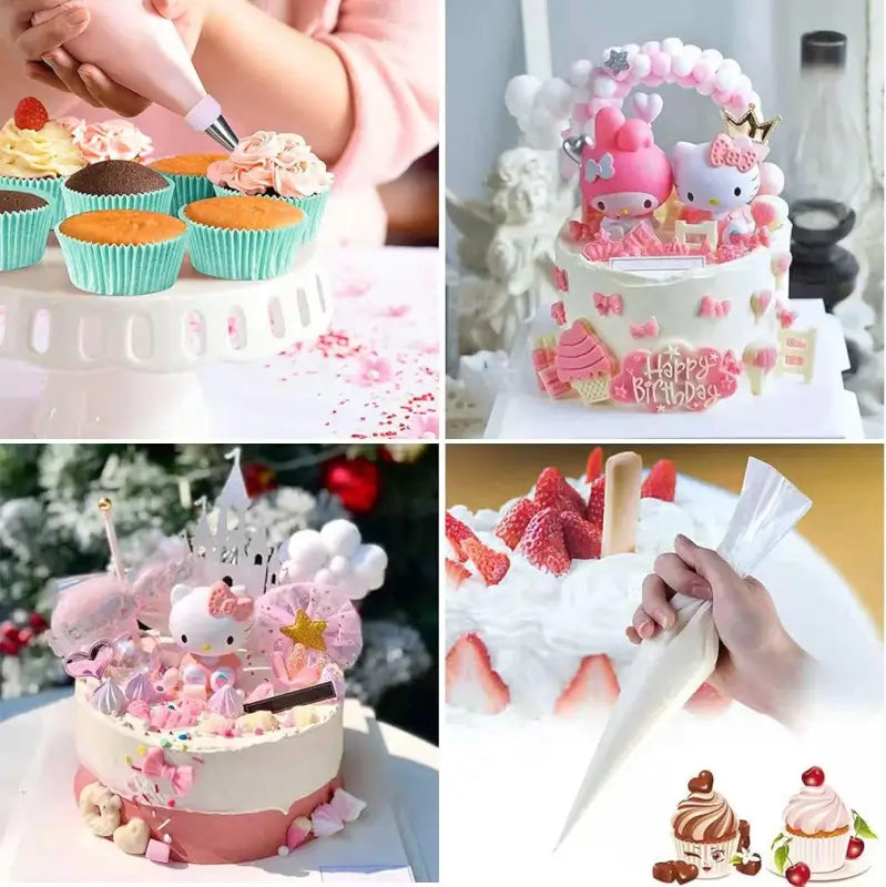 Krifton 100 pcs Pastry Cake Icing Piping Decorating Bags Anti Burst Icing Bags for Cream Frosting, Cakes and Cookies Decoration (26 X 17 CM, Clear) - Pack of 100