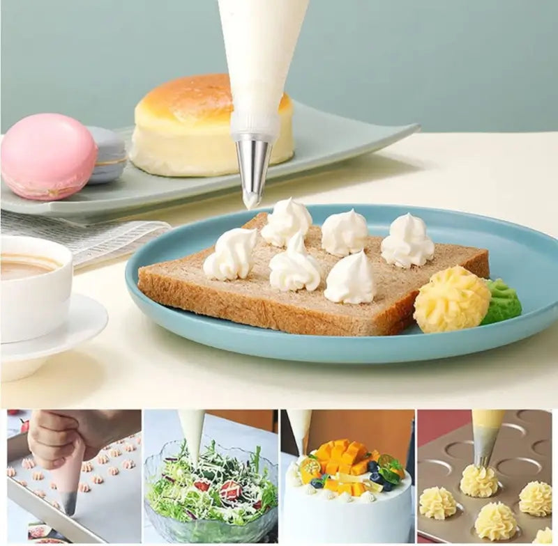 Krifton 100 pcs Pastry Cake Icing Piping Decorating Bags Anti Burst Icing Bags for Cream Frosting, Cakes and Cookies Decoration (26 X 17 CM, Clear) - Pack of 100
