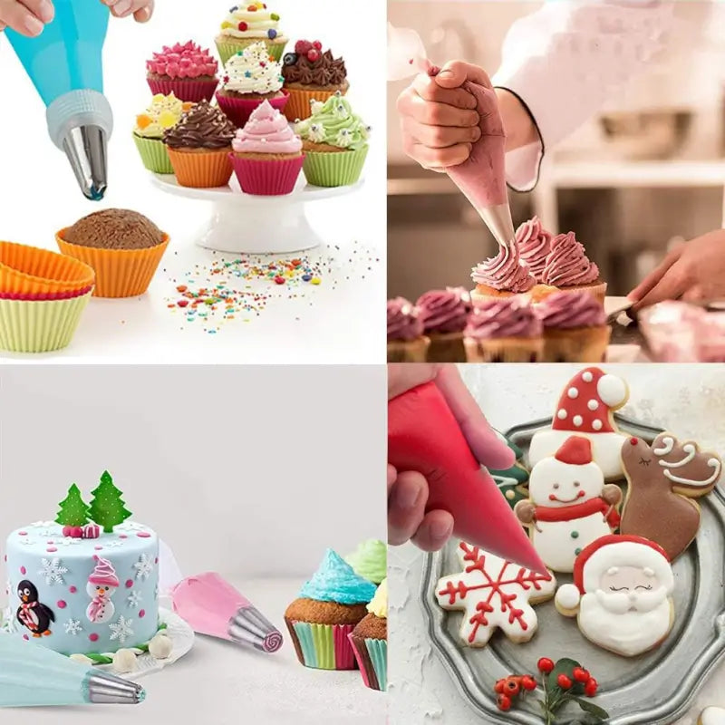 Krifton 100 pcs Pastry Cake Icing Piping Decorating Bags Anti Burst Icing Bags for Cream Frosting, Cakes and Cookies Decoration (26 X 17 CM, Clear) - Pack of 100