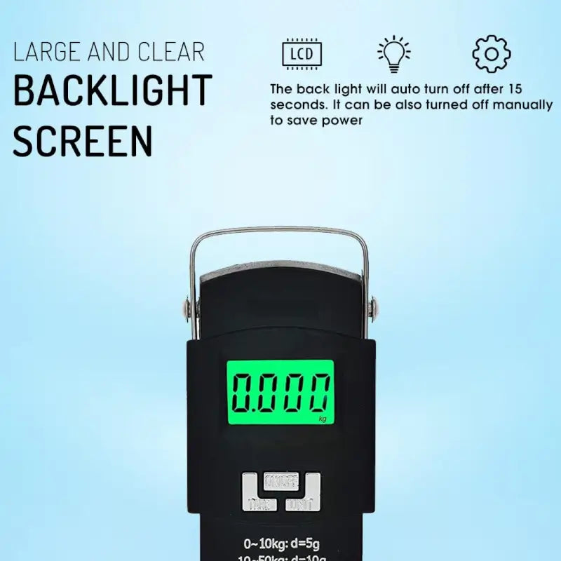 Electronic Portable Fishing Hook Type Digital LED Screen Luggage Weighing Scale, 50 kg/110 Lb (Black)