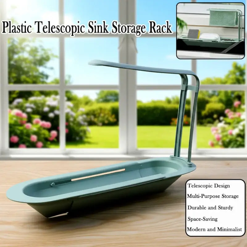 Plastic Telescopic Sink Storage Rack – Adjustable Kitchen Organizer