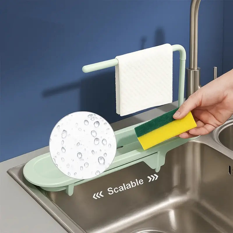 Plastic Telescopic Sink Storage Rack – Adjustable Kitchen Organizer